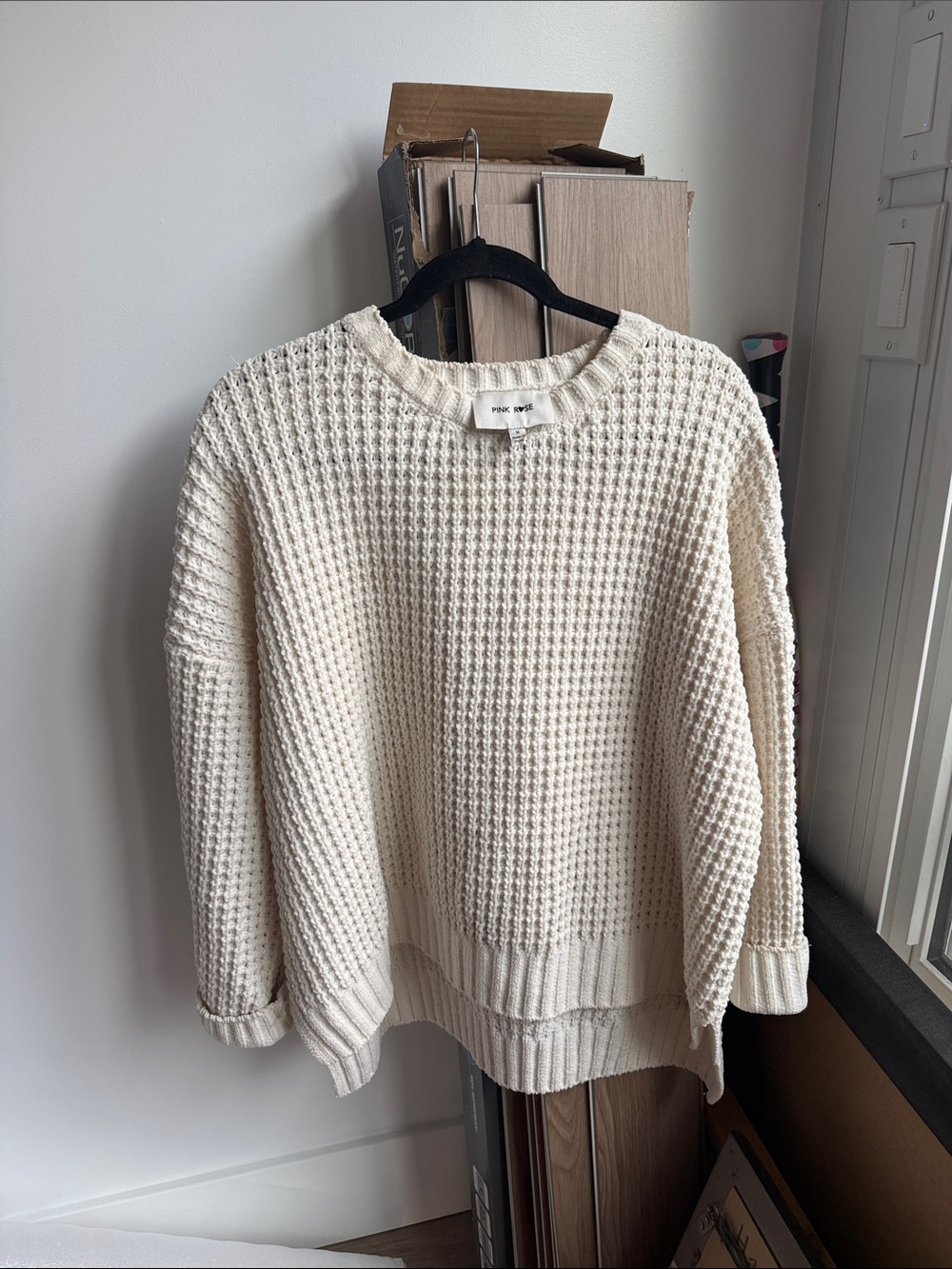 Marshalls Cream Waffle Knit Crew Sweater